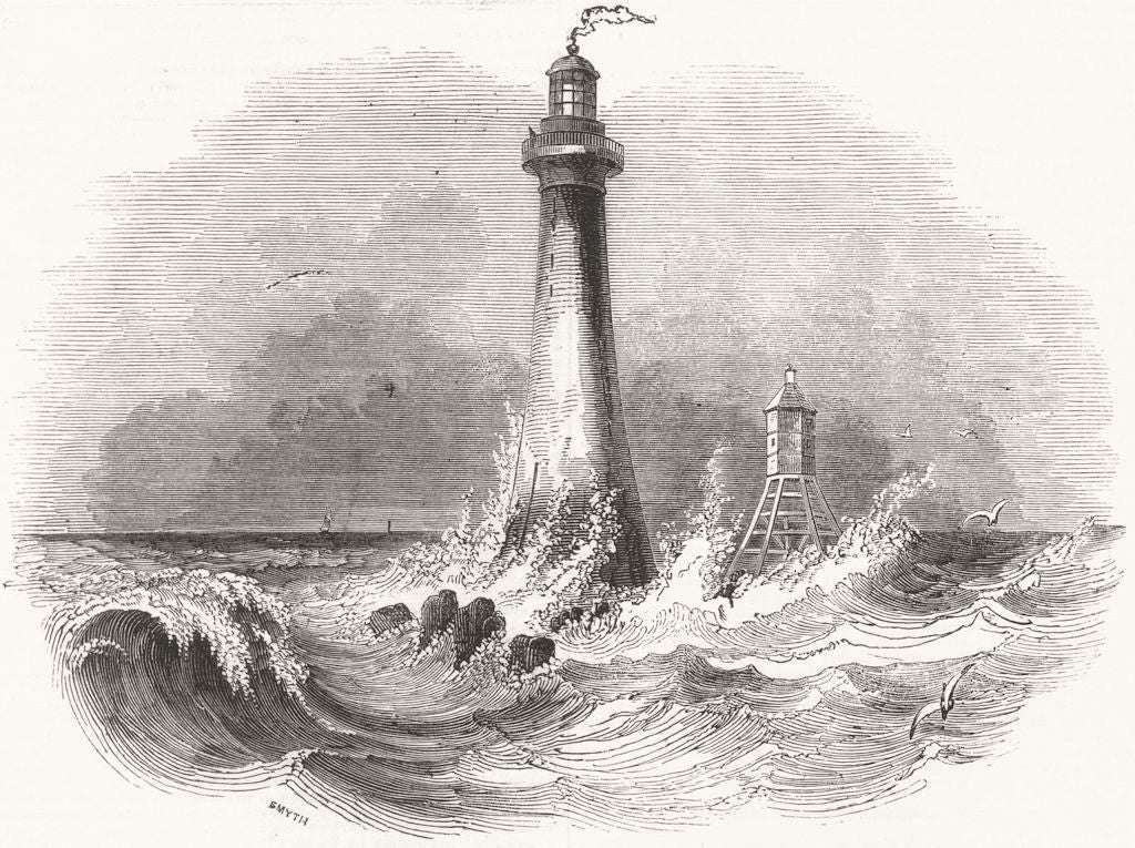 SCOTLAND. The Skerryvore lighthouse 1844 old antique vintage print picture